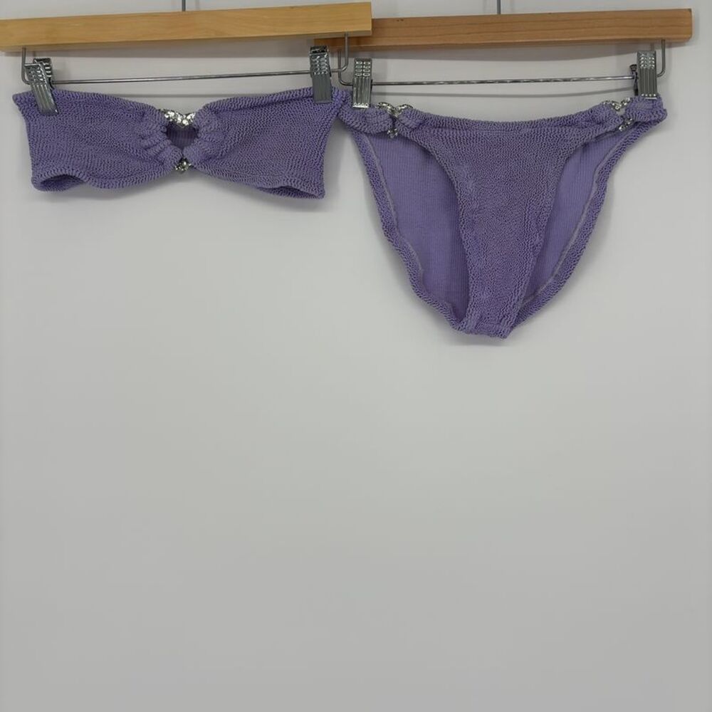 Hunza G Lilac Bandeau Bikini Set